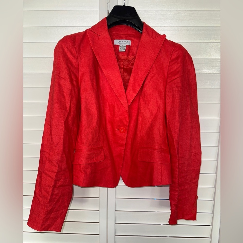 Emanuel Ungaro Orange-Red Linen Blazer
